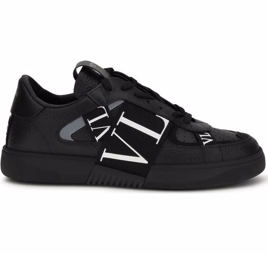 Valentino Garavani Black Calf Leather Bos Taurus Athletic Sneakers