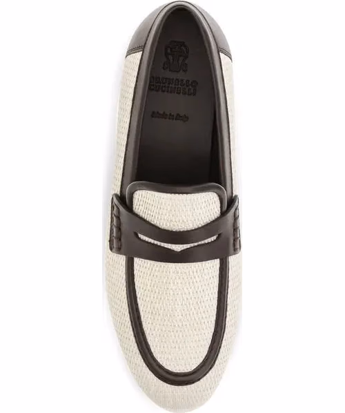 Brunello Cucinelli Beige Polyamide Slip-On Loafers