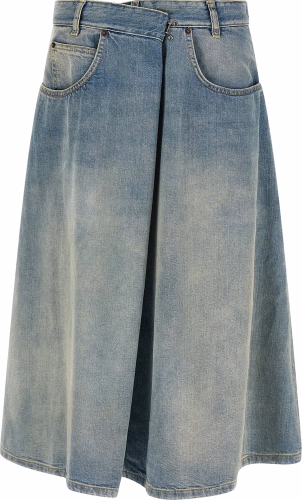 Maison Margiela Blue Cotton Midi Skirt