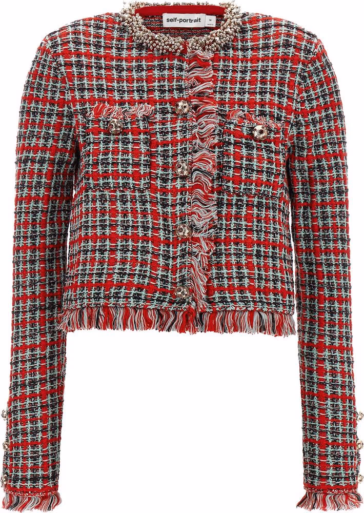 Self-Portrait Multicolor Cotton Full-Length Jacket