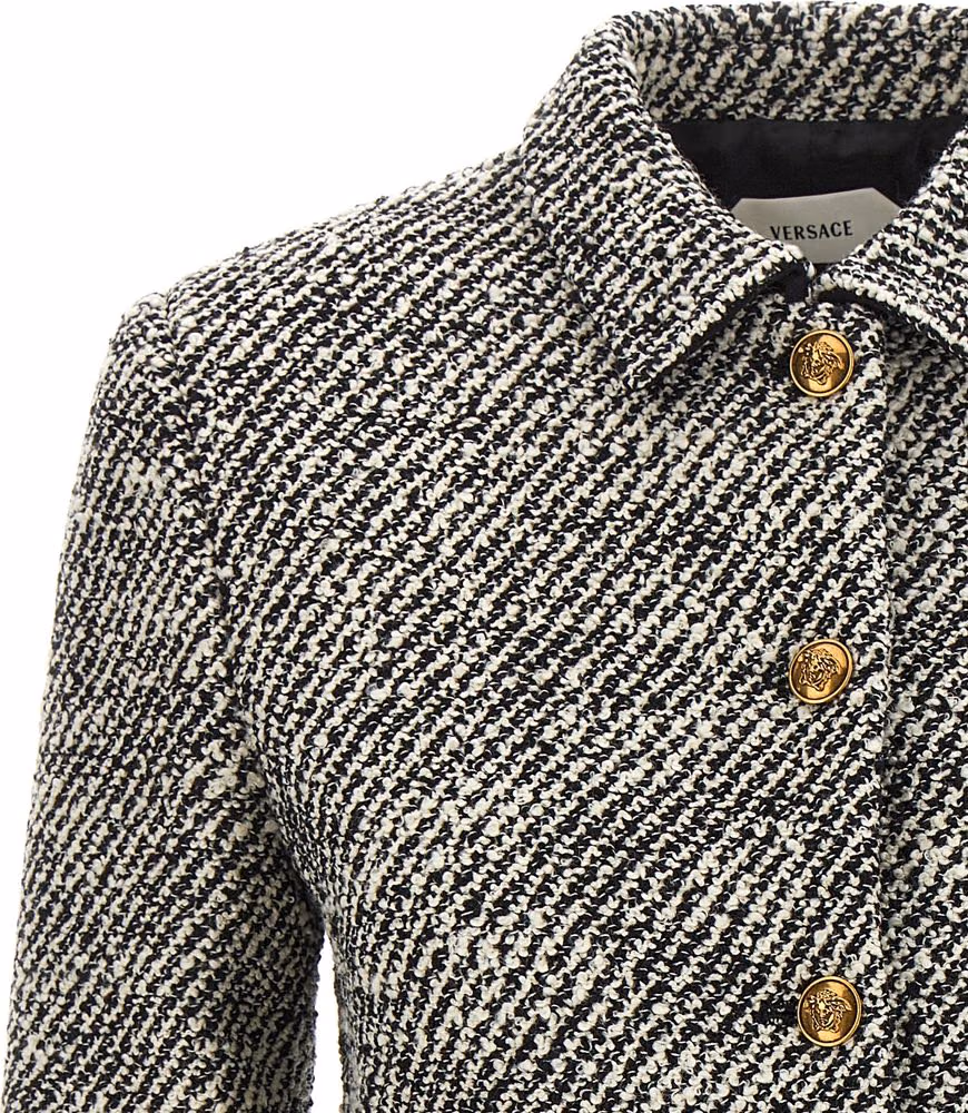 Versace Bicolor Virgin Wool Full-Length Jacket