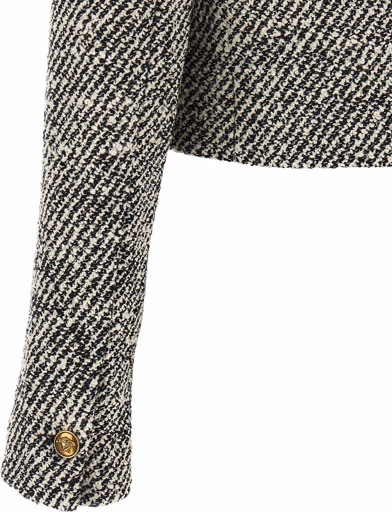 Versace Bicolor Virgin Wool Full-Length Jacket