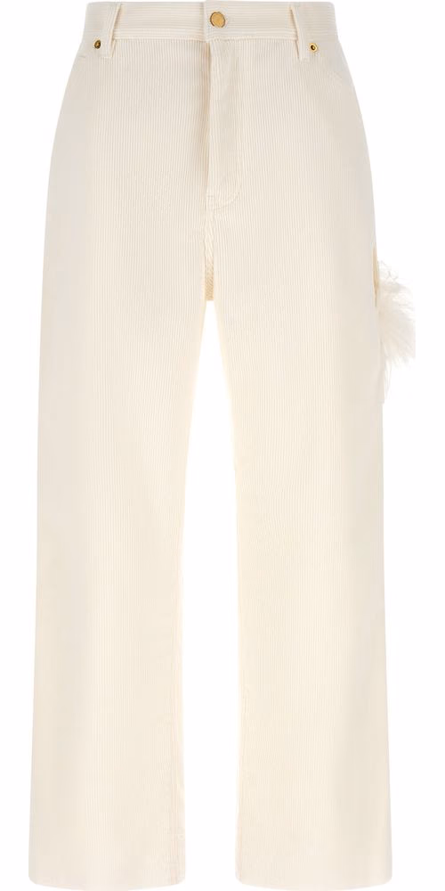 Darkpark White Cotton Casual Pants