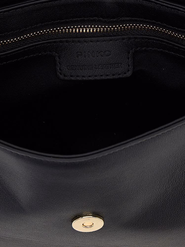 PINKO Black Calfskin Crossbody Bag
