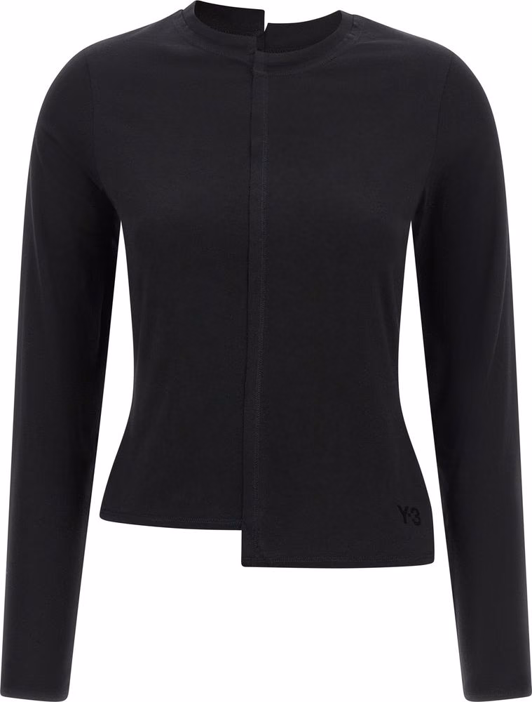 Y-3 Black Cotton Long Sleeve T-Shirt