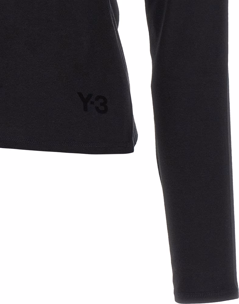 Y-3 Black Cotton Long Sleeve T-Shirt
