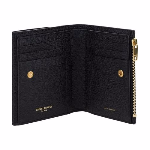 Saint Laurent Black Calf Leather Bos Taurus Wallet