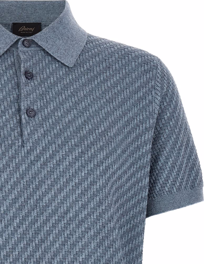 Brioni Blue Cotton Polo Shirt