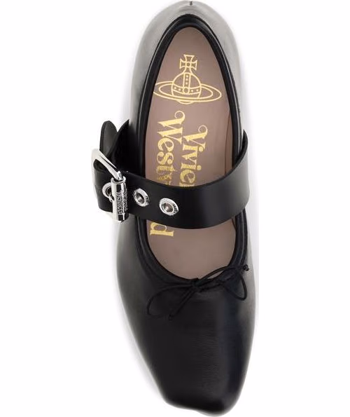 Vivienne Westwood Black Calf Leather Bos Taurus Ballet Flats