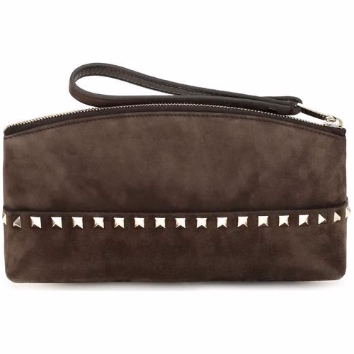 Valentino Garavani Brown Suede Leather Handbag