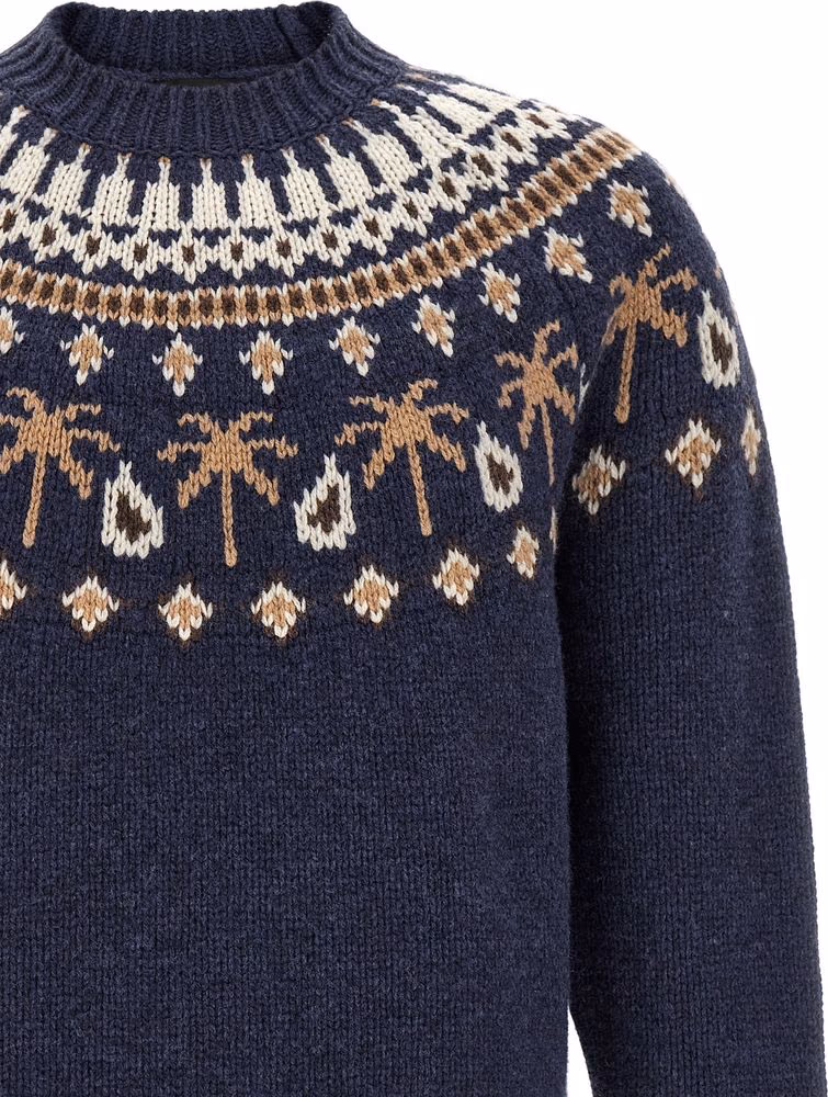 Alanui Blue Virgin Wool Cardigan