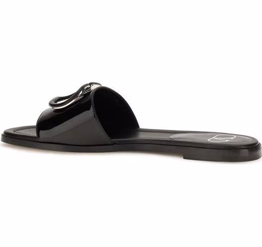 Valentino Garavani Black Calf Leather Bos Taurus Flat Sandals