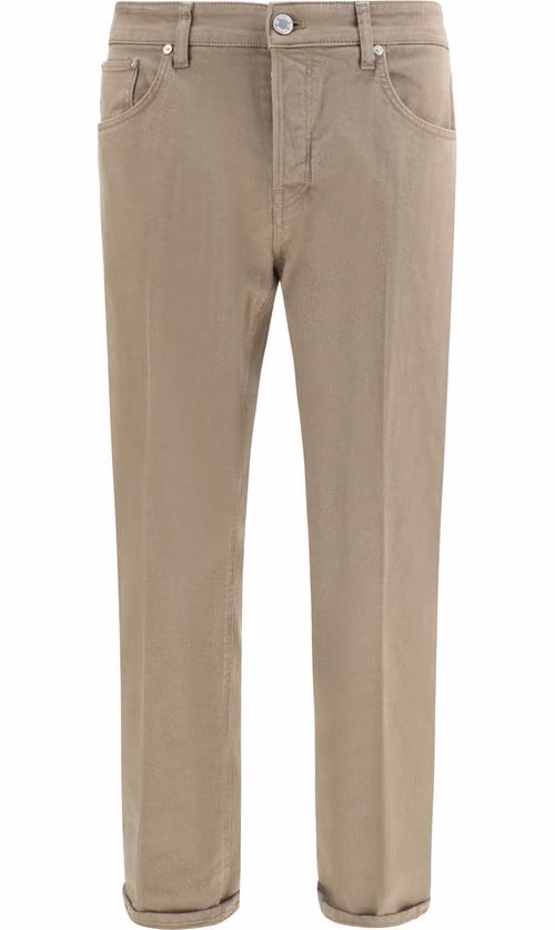 PT Torino Beige Cotton Slim Fit Jeans