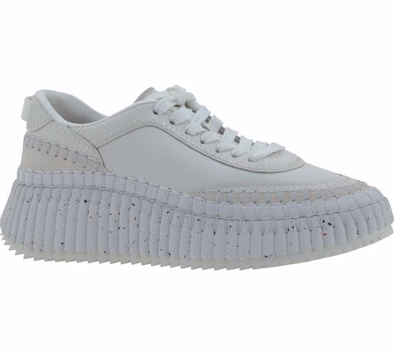 Chloé White Calf Leather Bos Taurus Platform Sneakers