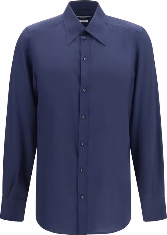 Dolce & Gabbana Blue Silk Dress Shirt
