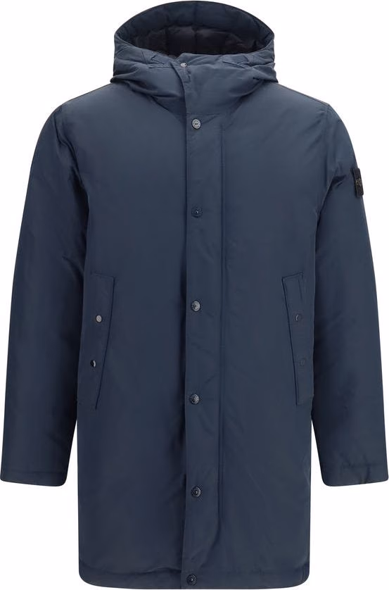 Stone Island Blue Polyester Coat