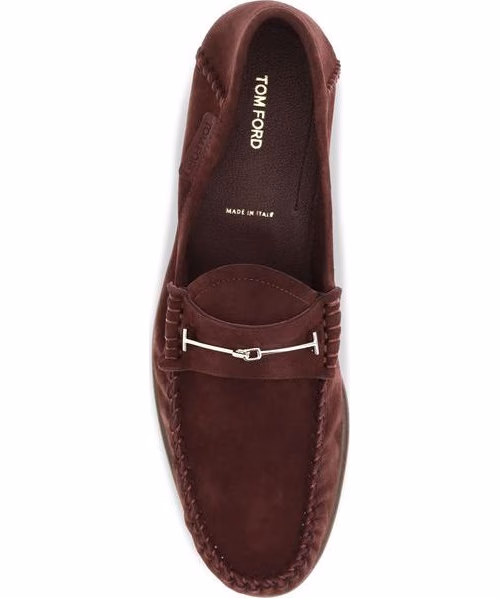 Tom Ford Bordeaux Calf Leather Bos Taurus Slip-On Loafers