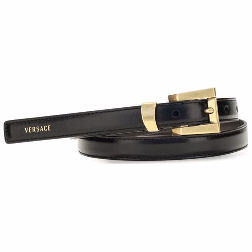 Versace Black Calf Leather Bos Taurus Regular Belt