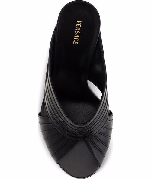 Versace Black Lamb Ovis Aries Aries Mules