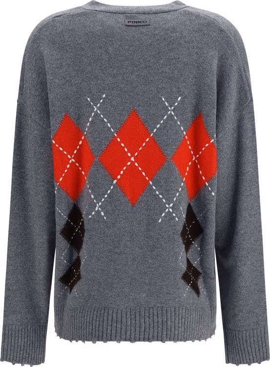PINKO Gray Wool Oves Aries Cardigan