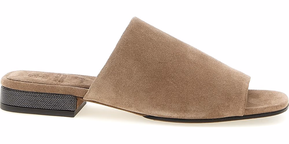 Brunello Cucinelli Brown Calfskin Slides