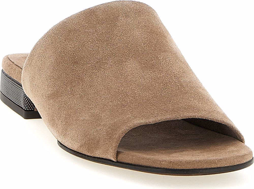 Brunello Cucinelli Brown Calfskin Slides