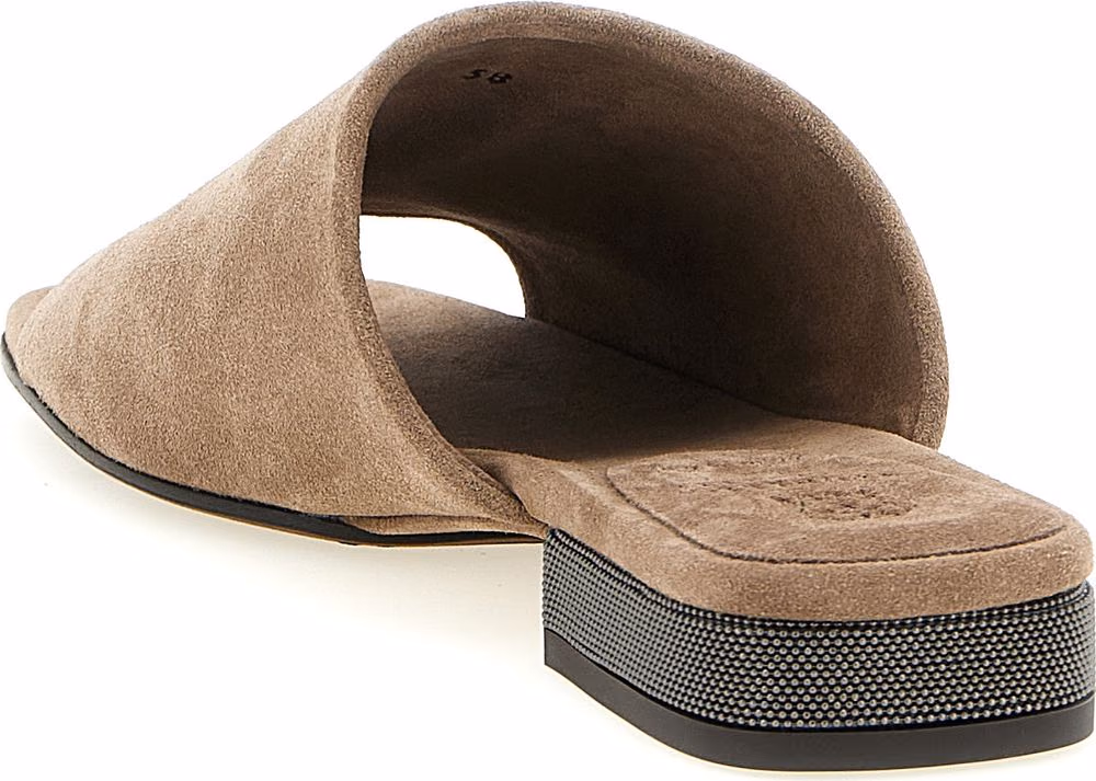 Brunello Cucinelli Brown Calfskin Slides