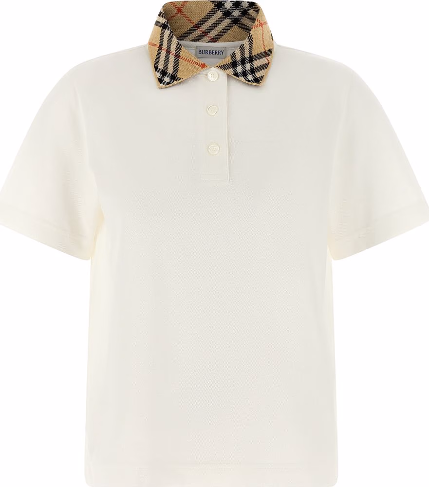 Burberry White Cotton Polo Shirt