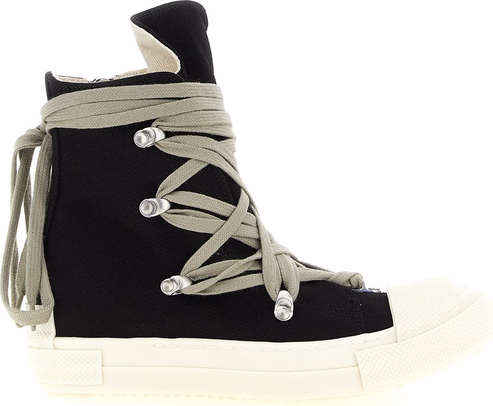 DRKSHDW Black Cotton High Top Sneakers