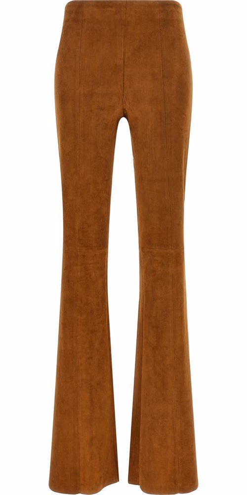 STOULS Brown Lamb Leather Flared Pants