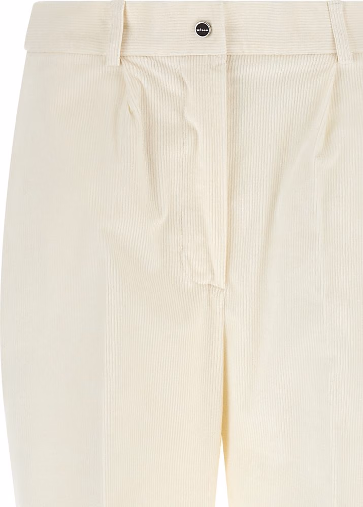Kiton White Cotton Casual Pants