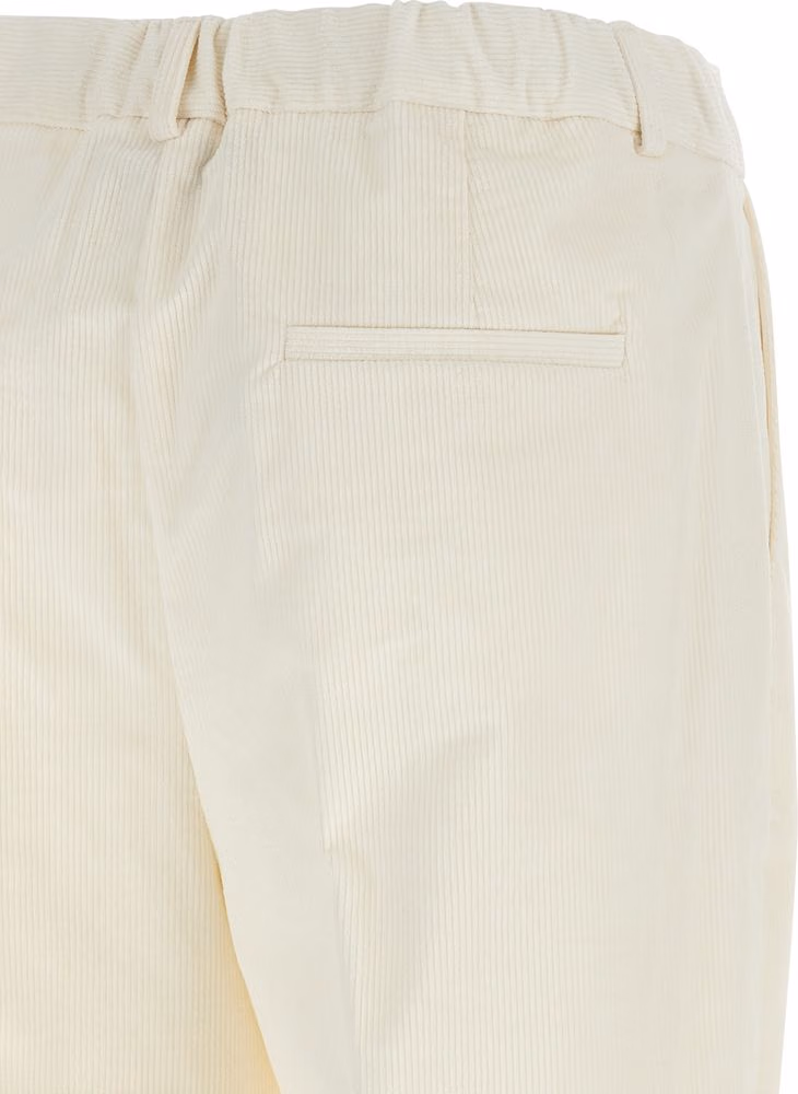 Kiton White Cotton Casual Pants