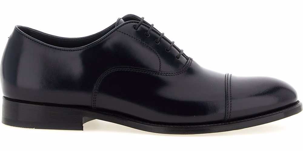 Doucal's Black Lamb Leather Oxfords And Derbies