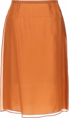 Brown Silk Midi Skirt