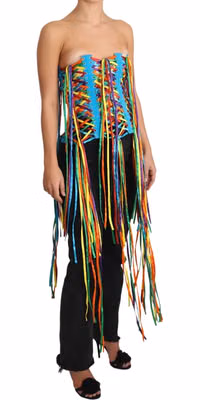 Multicolor Strings Bustier Polyester Corset Top