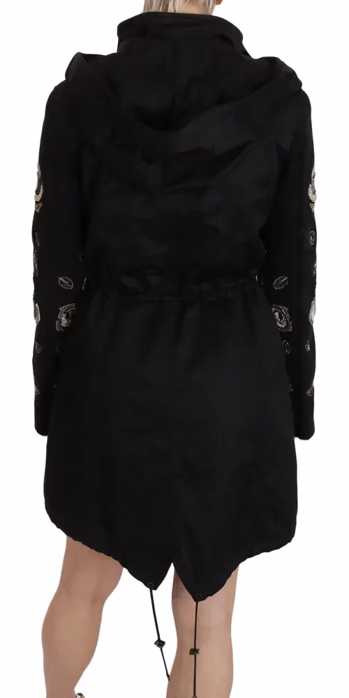 John Richmond Floral Sequined Beaded Hooded Jacket Coat