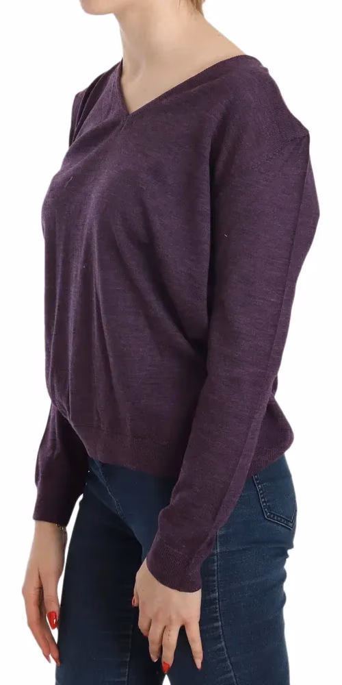 BYBLOS Purple V-neck Long Sleeve Pullover Top