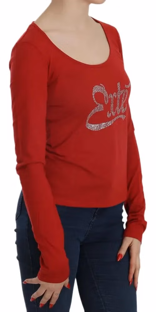 Exte Red Crystal Embellished Long Sleeve Blouse