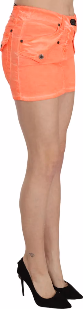 PLEIN SUD Orange Cotton Stretch Casual Mini Skirt