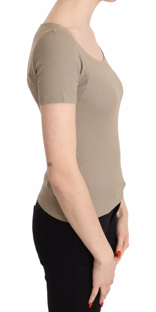 GF Ferre Gray 100% Nylon Short Sleeve Casual Tank Top Blouse