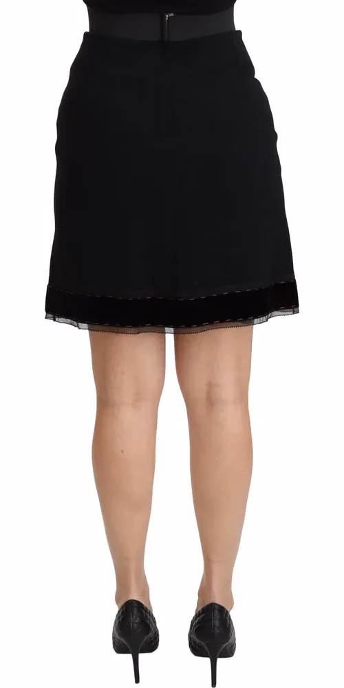 Dolce & Gabbana Black A-line High Waist Mini Viscose Skirt