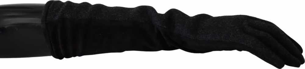 Dolce & Gabbana Black Gray Mid Arm Length Mittens Wool  Gloves