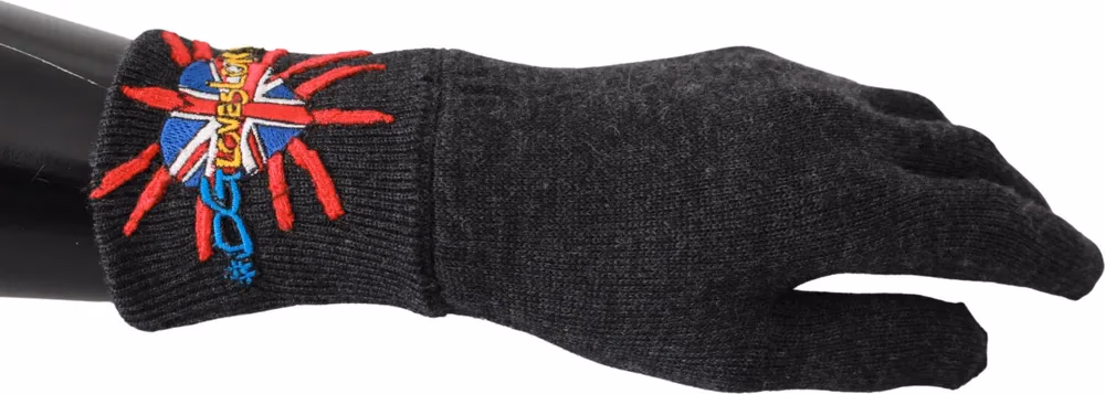 Dolce & Gabbana Gray #DGLovesLondon Embroidered Wool Gloves