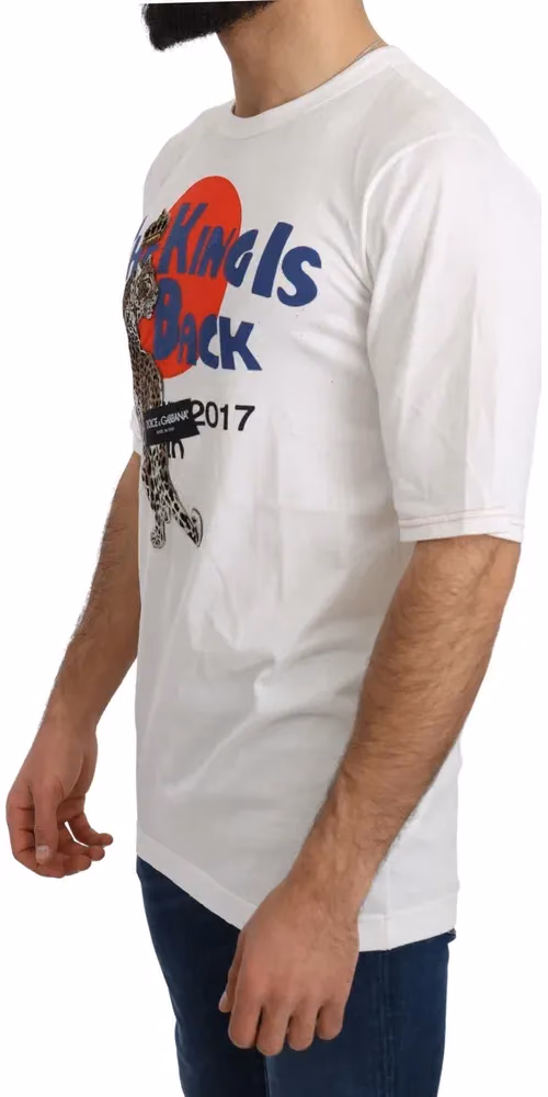 Dolce & Gabbana White Leopard Royal Top T-shirt