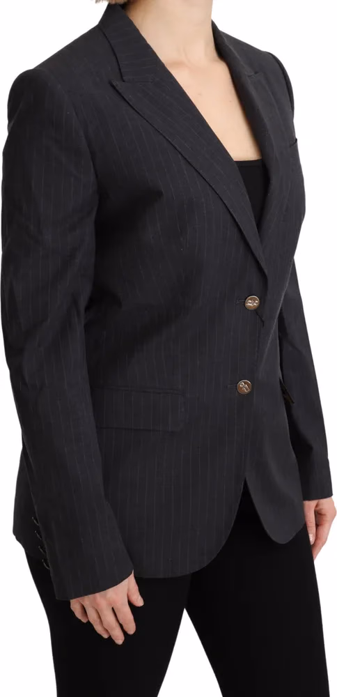 Dolce & Gabbana Gray Single Breasted Blazer Cotton Jacket