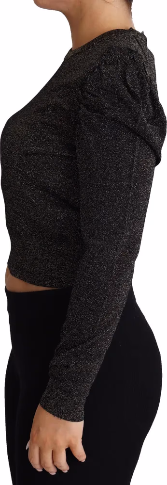 Dolce & Gabbana Black Gold Cropped Women Pullover Sweater