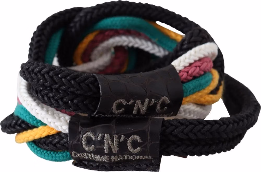Costume National Multicolor Rope Leather Rustic Hook Buckle Belt