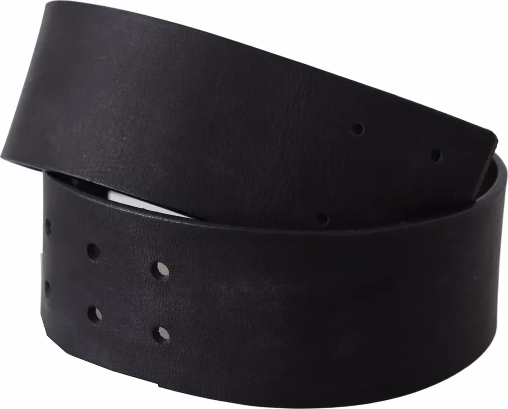 GF Ferre Black Genuine Leather Wide Logo Waist Belt