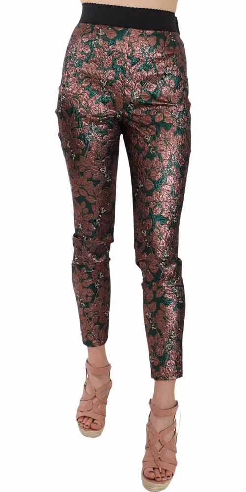 Dolce & Gabbana Multicolor Iridescent Brocade Jacquard Trousers Crop Pants