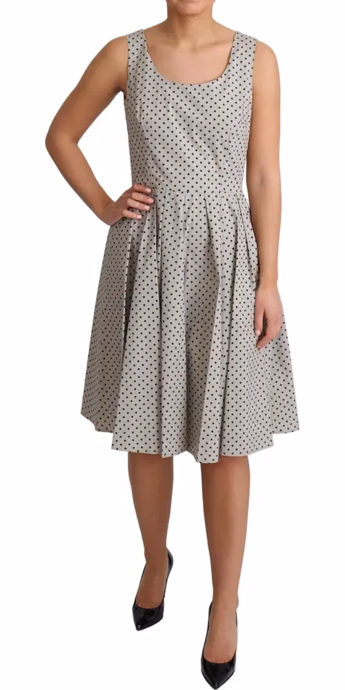 Dolce & Gabbana Beige Polka Dotted Cotton A-Line Dress
